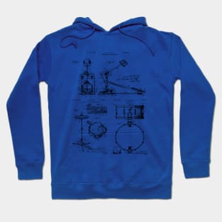 Drummer Gift Idea Vintage Patent Blueprints Hoodie